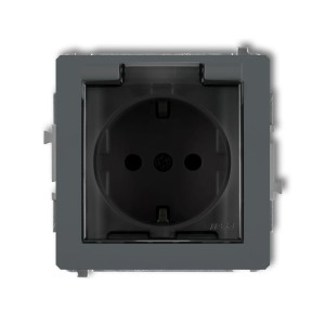 Karlik Deco Grafitowy Mat Mechanizm Gniazda Bryzgoszczelnego Z Uziemieniem Schuko 2P+Z (Klapka Dymna, Przesłony Torów Prądowych) 28Dgpb-1Sdp