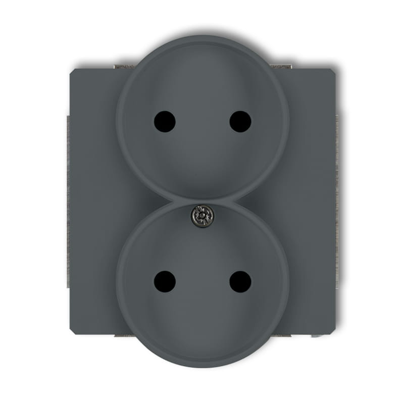 Karlik Deco Grafitowy Mat Mechanizm Gniazda Podwójnego Do Ramki Bez Uziemienia 2X2P (Przesłony Torów Prądowych) 28Dgpr-2P