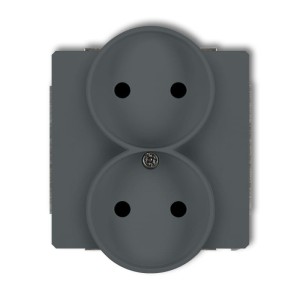 Karlik Deco Grafitowy Mat Mechanizm Gniazda Podwójnego Do Ramki Deco Soft Bez Uziemienia 2X2P (Przesłony Torów Prądowych) 28Dgprso-2P