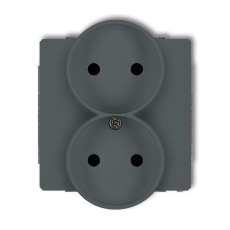 Karlik Deco Grafitowy Mat Mechanizm Gniazda Podwójnego Do Ramki Deco Soft Bez Uziemienia 2X2P (Przesłony Torów Prądowych) 28Dgprso-2P