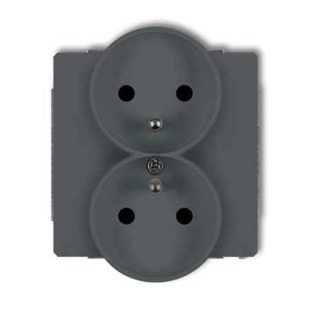 Karlik Deco Grafitowy Mat Mechanizm Gniazda Podwójnego Do Ramki Z Uziemieniem 2X(2P+Z) (Przesłony Torów Prądowych) 28Dgpr-2Zp
