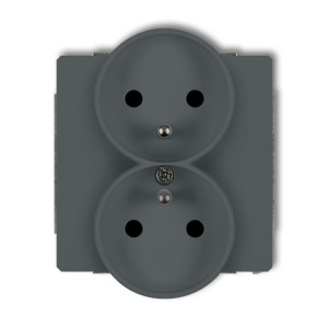 Karlik Deco Grafitowy Mat Mechanizm Gniazda Podwójnego Do Ramki Deco Soft Z Uziemieniem 2X(2P+Z) (Przesłony Torów Prądowych) 28Dgprso-2Zp