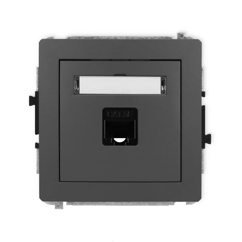 Karlik Deco Grafitowy Mat Mechanizm Gniazda Komputerowego Pojedynczego 1Xrj45, Kat. 5E, 8-Stykowy 28Dgk-1