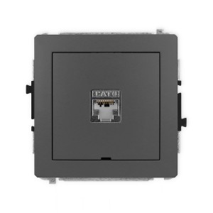 Karlik Deco Grafitowy Mat Mechanizm Gniazda Komputerowego Pojedynczego 1Xrj45, Kat. 5E, Ekranowany, 8-Stykowy, Bez Pola Opisowego 28Dgkbo-1E