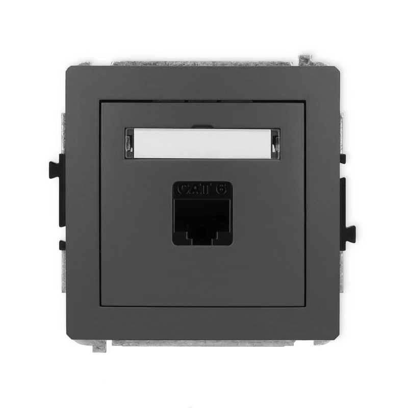 Karlik Deco Grafitowy Mat Mechanizm Gniazda Komputerowego Pojedynczego 1Xrj45, Kat. 6, 8-Stykowy 28Dgk-3