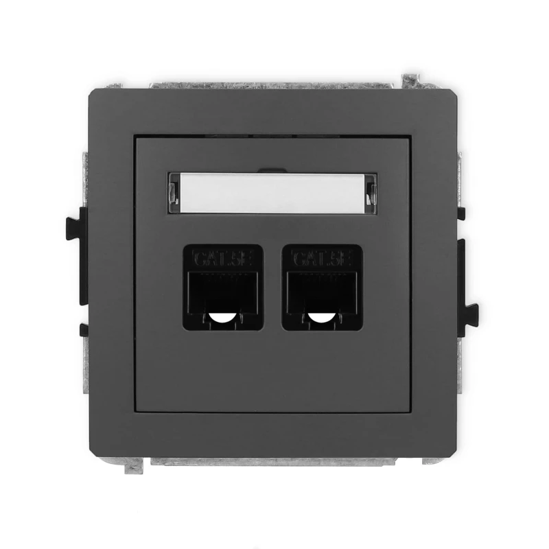 Karlik Deco Grafitowy Mat Mechanizm Gniazda Komputerowego Podwójnego 2Xrj45, Kat. 5E, 8-Stykowy 28Dgk-2