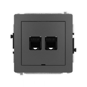 Karlik Deco Grafitowy Mat Mechanizm Gniazda Komputerowego Podwójnego 2Xrj45, Kat. 5E, 8-Stykowy, Bez Pola Opisowego 28Dgkbo-2