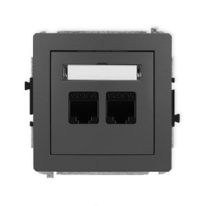 Karlik Deco Grafitowy Mat Mechanizm Gniazda Komputerowego Podwójnego 2Xrj45, Kat. 6, 8-Stykowy 28Dgk-4