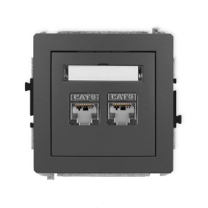 Karlik Deco Grafitowy Mat Mechanizm Gniazda Komputerowego Podwójnego 2Xrj45, Kat. 6, Ekranowany, 8-Stykowy 28Dgk-6
