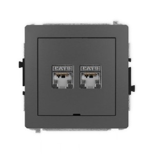 Karlik Deco Grafitowy Mat Mechanizm Gniazda Komputerowego Podwójnego 2Xrj45, Kat. 6, Ekranowany, 8-Stykowy, Bez Pola Opisowego 28Dgkbo-6