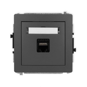 Karlik Deco Grafitowy Mat Mechanizm Gniazda Komputerowego Pojedynczego 1Xrj45, Kat. 6A, 8-Stykowy 28Dgk-7