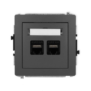 Karlik Deco Grafitowy Mat Mechanizm Gniazda Komputerowego Podwójnego 2Xrj45, Kat. 6A, 8-Stykowy 28Dgk-8