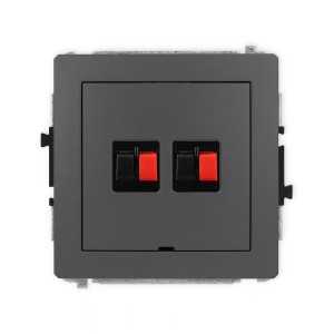 Karlik Deco Grafitowy Mat Mechanizm Gniazda Głośnikowego Podwójnego, Bez Pola Opisowego 28Dggbo-2
