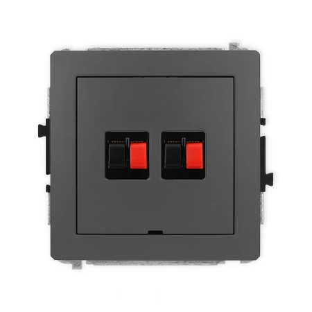 Karlik Deco Grafitowy Mat Mechanizm Gniazda Głośnikowego Podwójnego, Bez Pola Opisowego 28Dggbo-2
