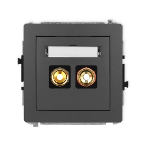 Karlik Deco Grafitowy Mat Mechanizm Gniazda Głośnikowego Pojedynczego (Typu Banan - Czerwony I Czarny, Pozłacany, 4 Mm2, Skręcany) 28Dgg-4