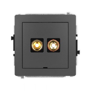 Karlik Deco Grafitowy Mat Mechanizm Gniazda Głośnikowego Pojedynczego, Bez Pola Opisowego (Typu Banan - Czerwony I Czarny, Pozłacany, 4 Mm2, Skręcany) 28Dggbo-4