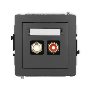 Karlik Deco Grafitowy Mat Mechanizm Gniazda Podwójnego Rca (Typu Cinch - Biały I Czerwony, Pozłacany) 28Dgrca-2