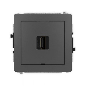 Karlik Deco Grafitowy Mat Mechanizm Gniazda Pojedynczego Hdmi 2.0, Bez Pola Opisowego 28Dhdmibo-3