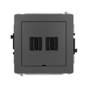Karlik Deco Grafitowy Mat Mechanizm Gniazda Podwójnego Hdmi 2.0, Bez Pola Opisowego 28Dhdmibo-4