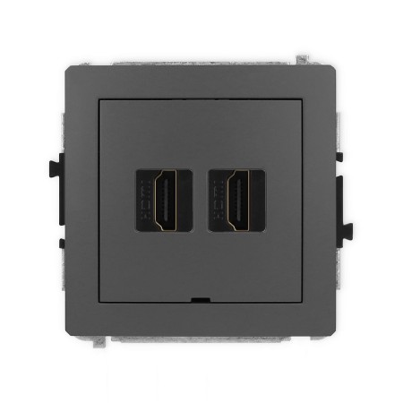 Karlik Deco Grafitowy Mat Mechanizm Gniazda Podwójnego Hdmi 2.0, Bez Pola Opisowego 28Dhdmibo-4