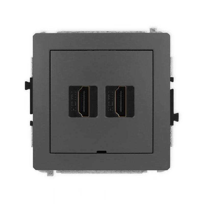 Karlik Deco Grafitowy Mat Mechanizm Gniazda Podwójnego Hdmi 2.0, Bez Pola Opisowego 28Dhdmibo-4