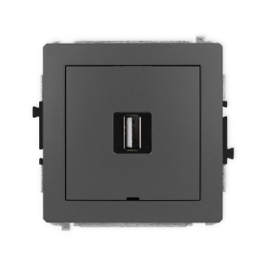 Karlik Deco Grafitowy Mat Mechanizm Gniazda Pojedynczego Usb A-A 2.0, Bez Pola Opisowego 28Dgusbbo-1