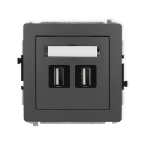 Karlik Deco Grafitowy Mat Mechanizm Gniazda Podwójnego 2Xusb A-A 2.0 28Dgusb-2