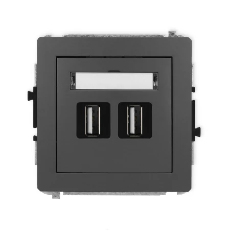 Karlik Deco Grafitowy Mat Mechanizm Gniazda Podwójnego 2Xusb A-A 2.0 28Dgusb-2