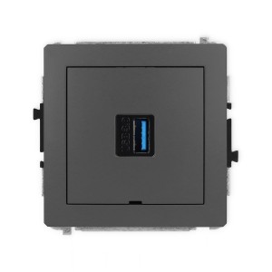 Karlik Deco Grafitowy Mat Mechanizm Gniazda Pojedynczego Usb A-A 3.0, Bez Pola Opisowego 28Dgusbbo-5