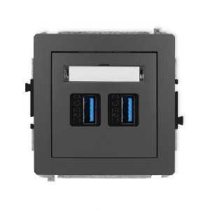 Karlik Deco Grafitowy Mat Mechanizm Gniazda Podwójnego 2Xusb A-A 3.0 28Dgusb-6