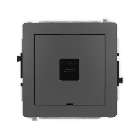 Karlik Deco Grafitowy Mat Mechanizm Gniazda Pojedynczego 1Xusb C-C, Bez Pola Opisowego 28Dgusbbo-7