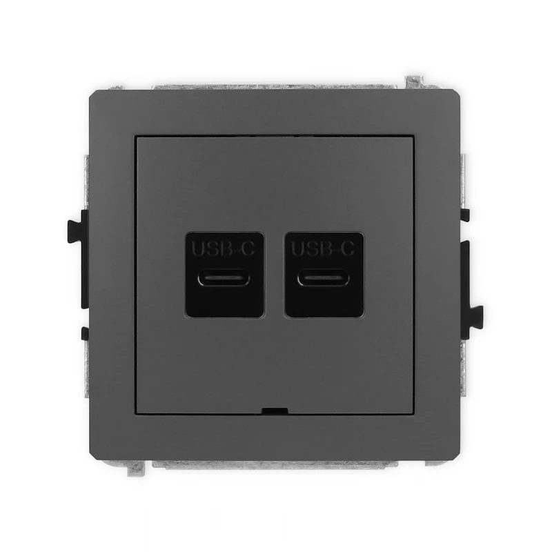 Karlik Deco Grafitowy Mat Mechanizm Gniazda Podwójnego 2Xusb C-C, Bez Pola Opisowego 28Dgusbbo-8