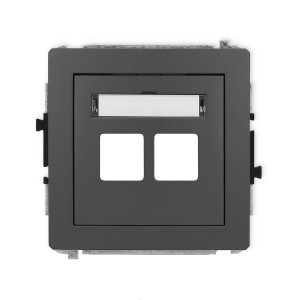 Karlik Deco Grafitowy Mat Mechanizm Gniazda Multimedialnego Podwójnego Bez Modułu (Standard Keystone) 28Dgm-2P