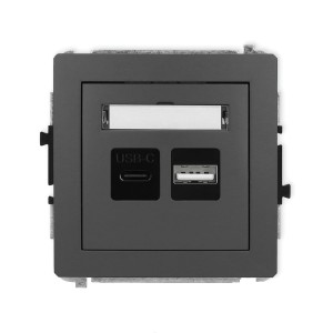 Karlik Deco Grafitowy Mat Mechanizm Ładowarki Usb Podwójnej Usb C + Usb A, 20W Max. 28Dcusb-8
