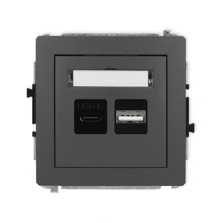 Karlik Deco Grafitowy Mat Mechanizm Ładowarki Usb Podwójnej Usb C + Usb A, 20W Max. 28Dcusb-8