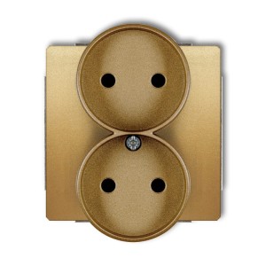 Karlik Deco Złoty Mechanizm Gniazda Podwójnego Do Ramki Deco Soft Bez Uziemienia 2X2P (Przesłony Torów Prądowych) 29Dgprso-2P