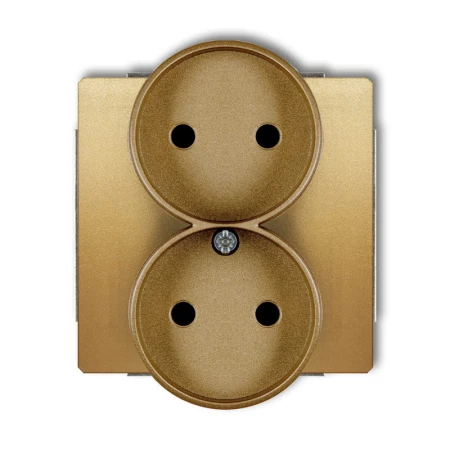 Karlik Deco Złoty Mechanizm Gniazda Podwójnego Do Ramki Deco Soft Bez Uziemienia 2X2P (Przesłony Torów Prądowych) 29Dgprso-2P