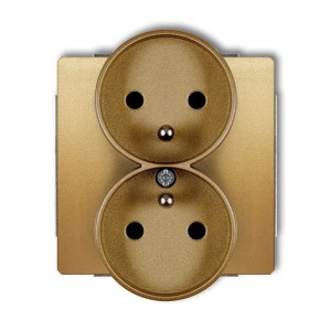 Karlik Deco Złoty Mechanizm Gniazda Podwójnego Do Ramki Z Uziemieniem 2X(2P+Z) (Przesłony Torów Prądowych) 29Dgpr-2Zp