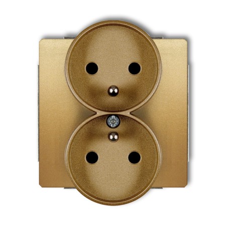 Karlik Deco Złoty Mechanizm Gniazda Podwójnego Do Ramki Deco Soft Z Uziemieniem 2X(2P+Z) (Przesłony Torów Prądowych) 29Dgprso-2Zp
