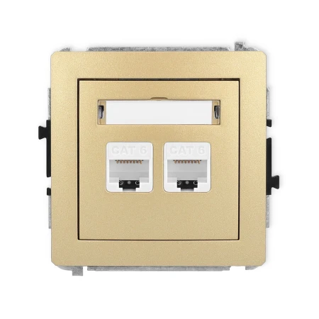 Karlik Deco Złoty Mechanizm Gniazda Komputerowego Podwójnego 2Xrj45, Kat. 6, 8-Stykowy 29Dgk-4