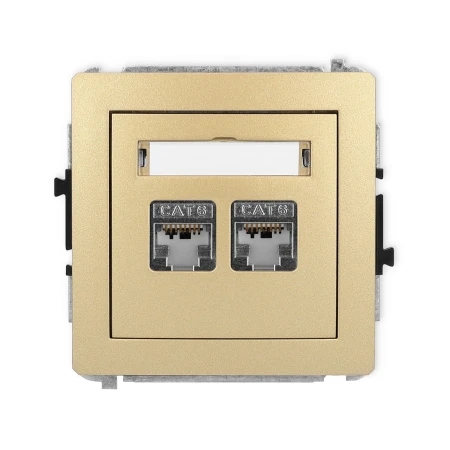 Karlik Deco Złoty Mechanizm Gniazda Komputerowego Podwójnego 2Xrj45, Kat. 6, Ekranowany, 8-Stykowy 29Dgk-6