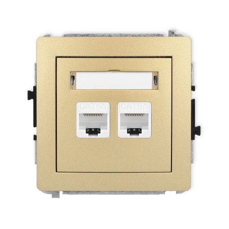 Karlik Deco Złoty Mechanizm Gniazda Komputerowego Podwójnego 2Xrj45, Kat. 6A, 8-Stykowy 29Dgk-8