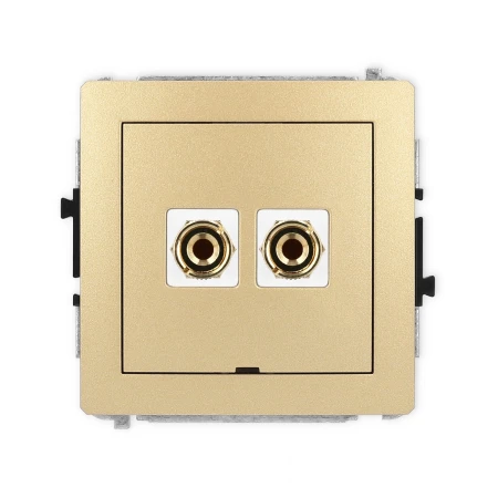 Karlik Deco Złoty Mechanizm Gniazda Głośnikowego Pojedynczego, Bez Pola Opisowego (Typu Banan - Czerwony I Czarny, Pozłacany, 4 Mm2, Do Lutowania) 29Dggbo-3
