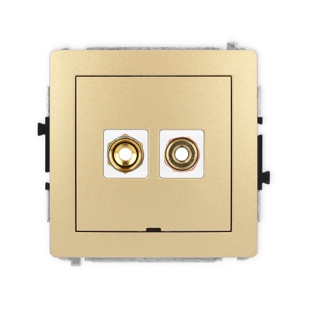 Karlik Deco Złoty Mechanizm Gniazda Głośnikowego Pojedynczego, Bez Pola Opisowego (Typu Banan - Czerwony I Czarny, Pozłacany, 4 Mm2, Skręcany) 29Dggbo-4