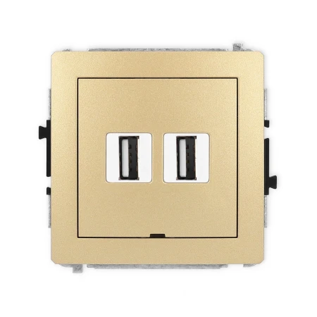 Karlik Deco Złoty Mechanizm Gniazda Podwójnego 2Xusb A-A 2.0, Bez Pola Opisowego 29Dgusbbo-2