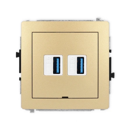 Karlik Deco Złoty Mechanizm Gniazda Podwójnego 2Xusb A-A 3.0, Bez Pola Opisowego 29Dgusbbo-6