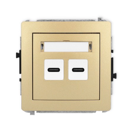 Karlik Deco Złoty Mechanizm Gniazda Podwójnego 2Xusb C-C 29Dgusb-8