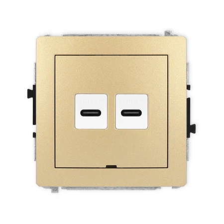 Karlik Deco Złoty Mechanizm Gniazda Podwójnego 2Xusb C-C, Bez Pola Opisowego 29Dgusbbo-8