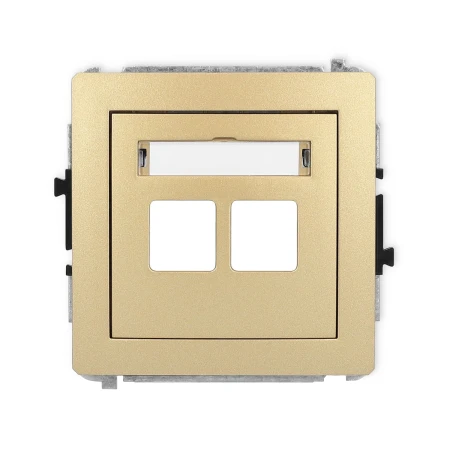 Karlik Deco Złoty Mechanizm Gniazda Multimedialnego Podwójnego Bez Modułu (Standard Keystone) 29Dgm-2P