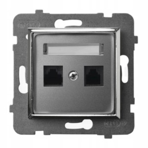 Moduł Szary / Srebro Bez Ramki Gniazdo Internetowe